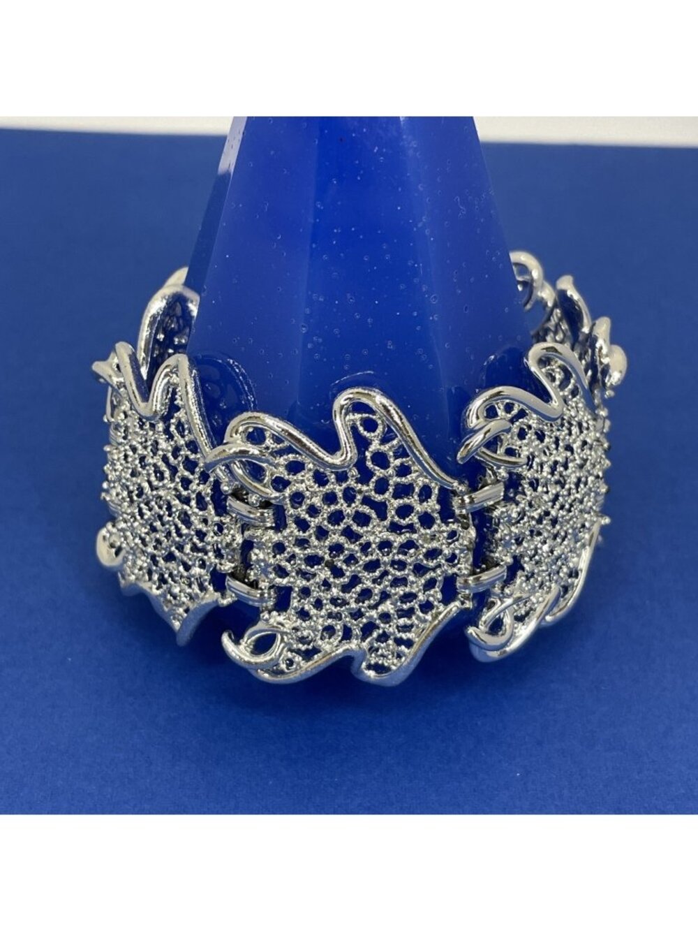 Vintage Sarah Cov Silver-Tone Wide Panel Bracelet